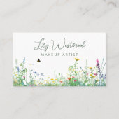 Groene Aquarel Wilde Bloem Bloemendrank Script QR- Visitekaartje (Voorkant)