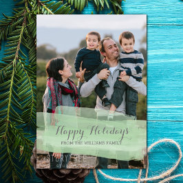 Groene Aquarelpenseelstreek Vakantiefotokaart Feestdagenkaart