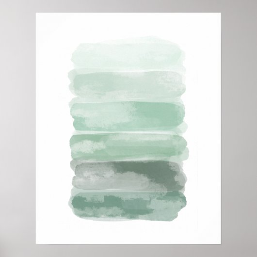 Groene Aquarelpenseelstreken Poster (Voorkant)