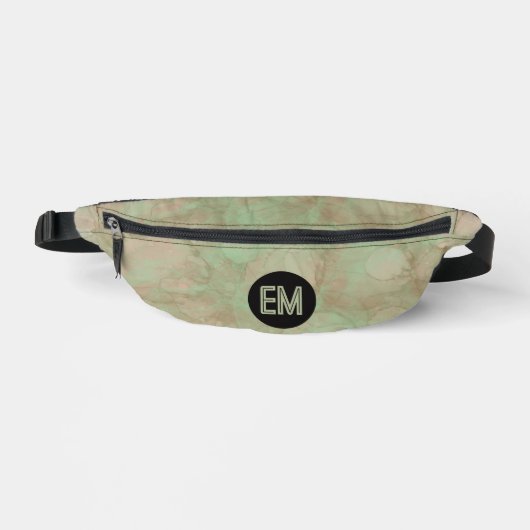 Groene Aquarelverf Cirkels Initiaal Monogram Heuptasje (Voorkant)