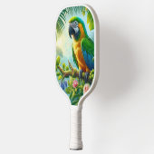 Groene ara tropisch bloemmotief pickleball paddle (Links)
