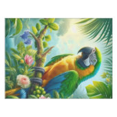 Groene ara tropische bloemen tafelkleed (Voorkant (Horizontaal))