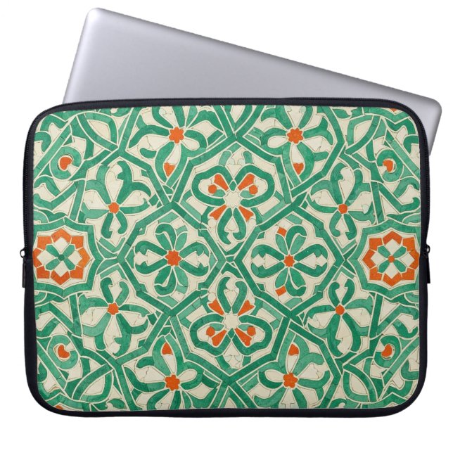 groene arabesk laptop sleeve (Voorkant)