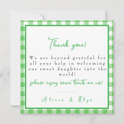 Groene Arbeid & Levering NICU Ziekenhuis Bedankkaart (Voorkant)