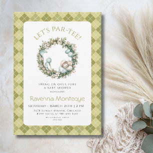 Groene Argyle Golf Bloemenkrans Baby Shower Kaart