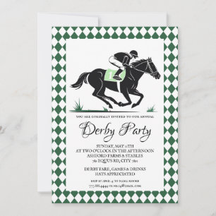 Groene Argyle Kentucky Derby Paardenrace Uitnodigi Kaart