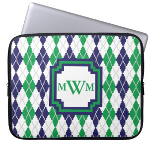 Groene Argyle-laptophoes Laptop Sleeve