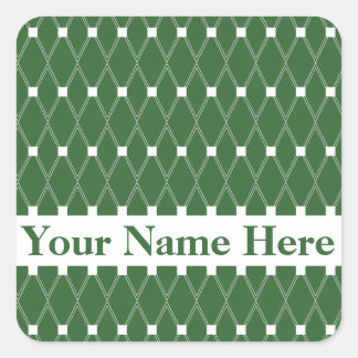 Groene Argyle Lattice met monogram Vierkante Sticker