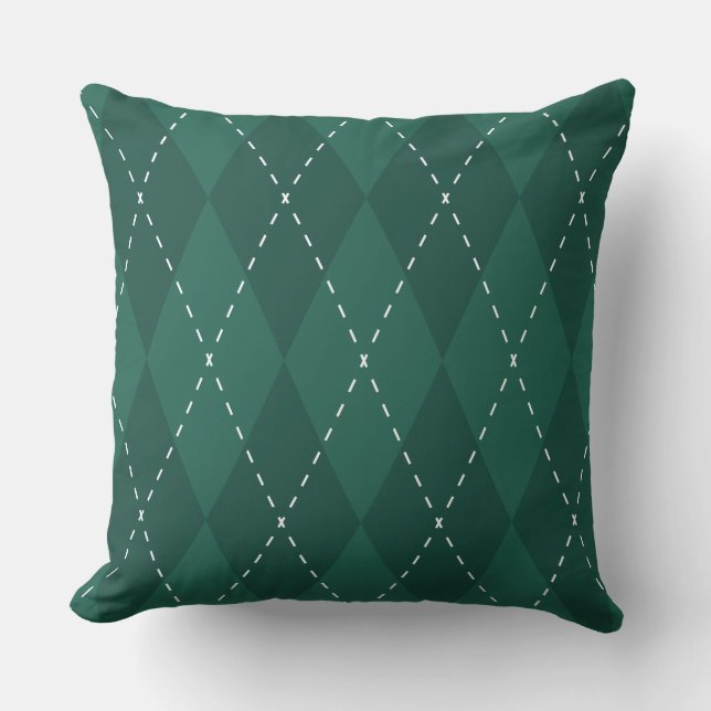 Groene Argyle Patroon Accent Kussen (Voorkant)