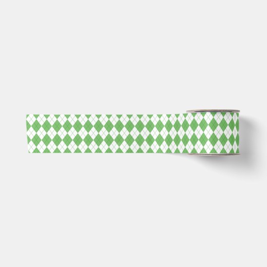 Groene Argyle Patroon Golf  Satijnen Lint (Voorkant)