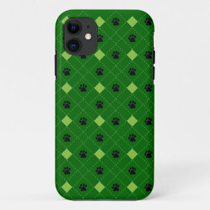 Groene Argyle Paw-afdrukken Case-Mate iPhone Case