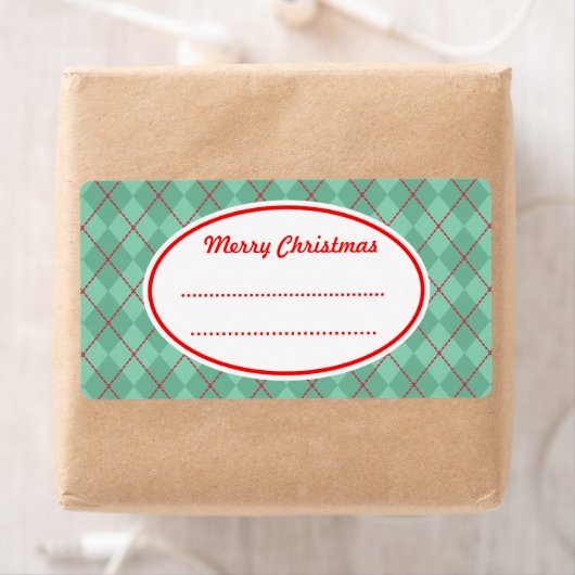 Groene Argyle Prettig Kerst Labels (Insitu)