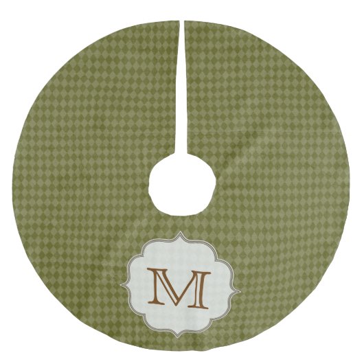 Groene Argyle Print Monogram Initiaal Boom Skirt Kerstboom Rok (Voorkant)