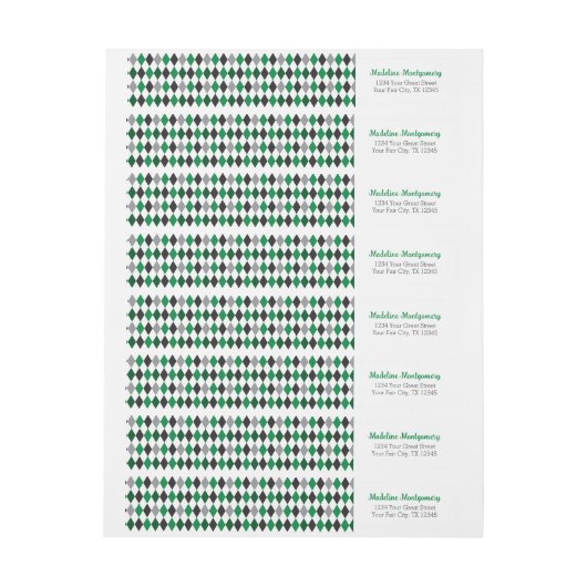 Groene argyle rond label (Vel)