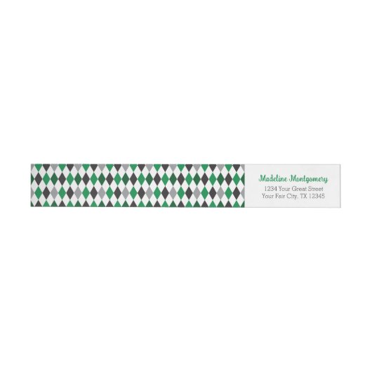 Groene argyle rond label (Individueel)