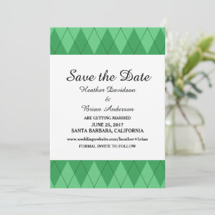 Groene Argyle Save the Date Uitnodiging