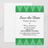 Groene Argyle Save the Date Uitnodiging (Voorkant / Achterkant)
