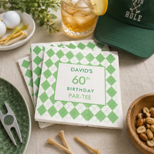 Groene Argyle Schotse Golf Verjaardag Servet