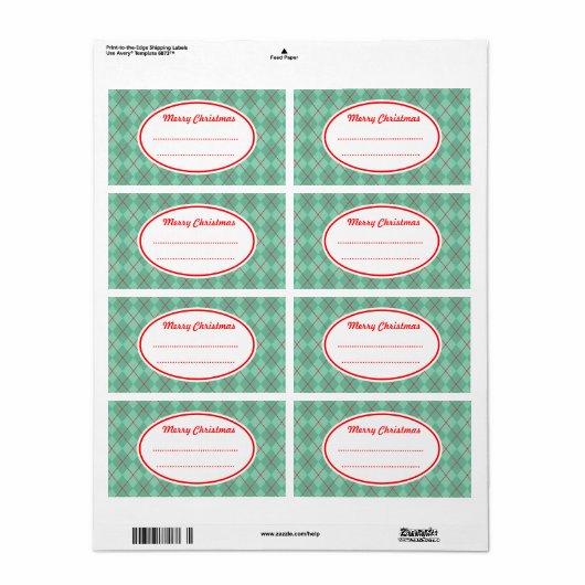 Groene Argyle Vrolijke Kerstmisetiketten Etiket (Full Sheet)