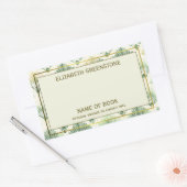 Groene Art Deco Auteur Handtekening Boekplaat Rechthoekige Sticker (Envelop)