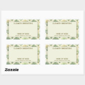 Groene Art Deco Auteur Handtekening Boekplaat Rechthoekige Sticker (Vel)