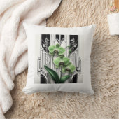 Groene Art Deco Bloemen Kussen (Deken)