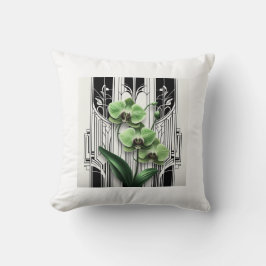 Groene Art Deco Bloemen Kussen