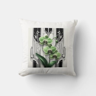 Groene Art Deco Bloemen Kussen