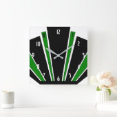 Groene Art Deco Design Vierkante Klok (Huis)