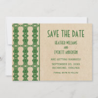 Groene Art Deco rand Save the Date uitnodiging