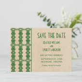 Groene Art Deco rand Save the Date uitnodiging (Staand voorkant)