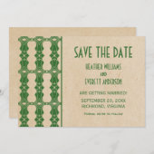 Groene Art Deco rand Save the Date uitnodiging (Voorkant / Achterkant)