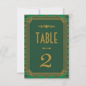 Groene Art Deco Tafel Nummers voor Huwelijk Kaart (Voorkant)