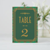 Groene Art Deco Tafel Nummers voor Huwelijk Kaart (Staand voorkant)