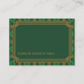 Groene Art Deco Trouwplaatskaarten Plaatskaartje (Achterkant)