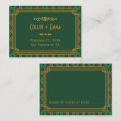 Groene Art Deco Trouwplaatskaarten Plaatskaartje (Voorkant / Achterkant)