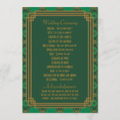 Groene Art Deco Trouwprogramma's Programmakaart (Achterkant)