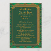 Groene Art Deco Trouwprogramma's Programmakaart (Voorkant)
