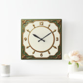 Groene Art Deco Vierkante Klok (Huis)