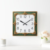 Groene Art Deco Vierkante Klok (Huis)