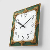 Groene Art Deco Vierkante Klok (Hoek)