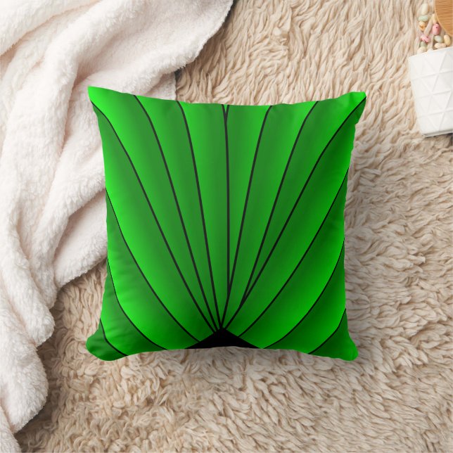 Groene Art Deco Waaiers Ontwerp Kussen (Deken)