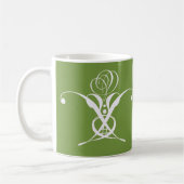 Groene Art Deco Wit Bloeiend Roos Koffiemok (Links)