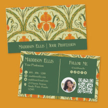 Groene Art Nouveau bloem QR-code en foto