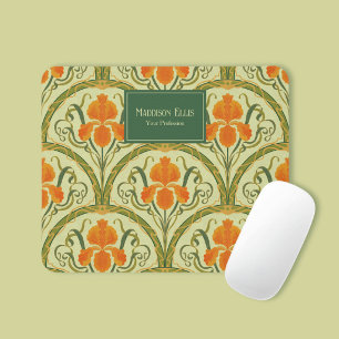 Groene Art Nouveau Bloemige Vrouwelijke Zakelijke Muismat