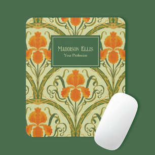 Groene Art Nouveau Bloemige Vrouwelijke Zakelijke Muismat
