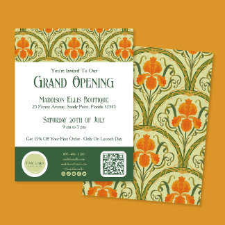 Groene Art Nouveau bloemrijke openingsflyer Flyer