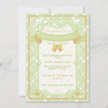 Groene Art Nouveau Prinses Verjaardagsuitnodiging