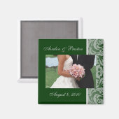 Groene artistieke damast Bewaar de datummagneet Magneet (Voorkant / Achterkant)