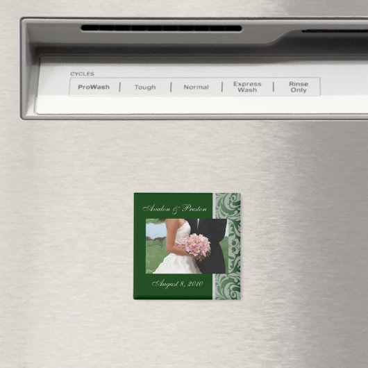 Groene artistieke damast Bewaar de datummagneet Magneet (Insitu (Vaatwasser))